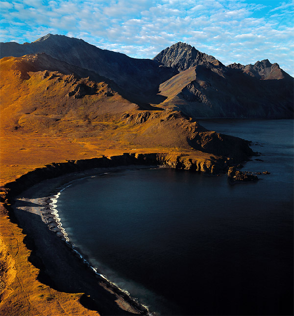 Korjakija | shore, sea, mountains, panorama, sky