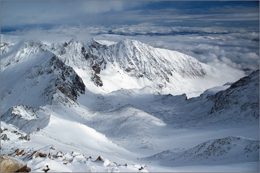 among clouds | mountains, snow, clouds, panorama