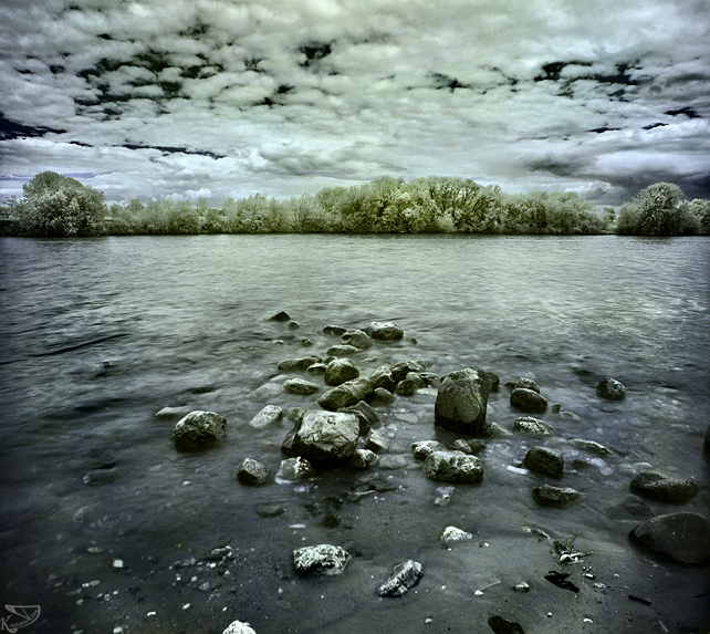 Nature in infrared | clouds, sky, rocks, infrared, lake