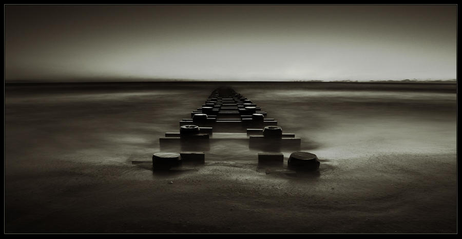 Road | dock, black and white, sea, shore, sand