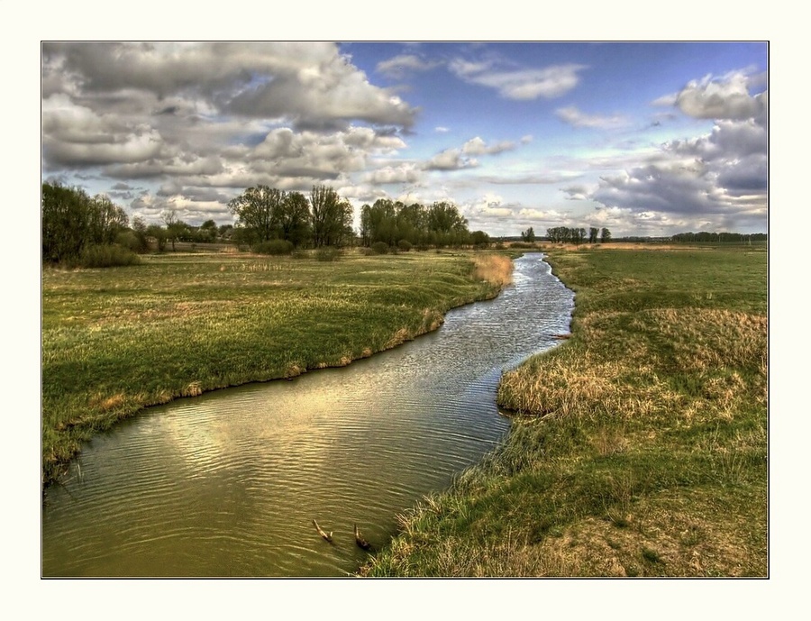 small river and wind | field, clouds, hdr, river, spring