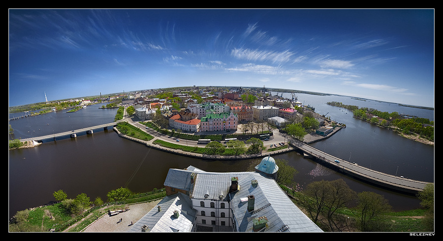 small city of vyborg | sea, sky, house, city, panorama