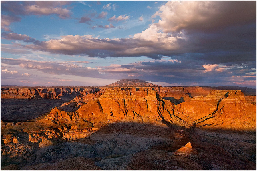 Navajo Mountain | clouds, sun, evening, mountains, panorama