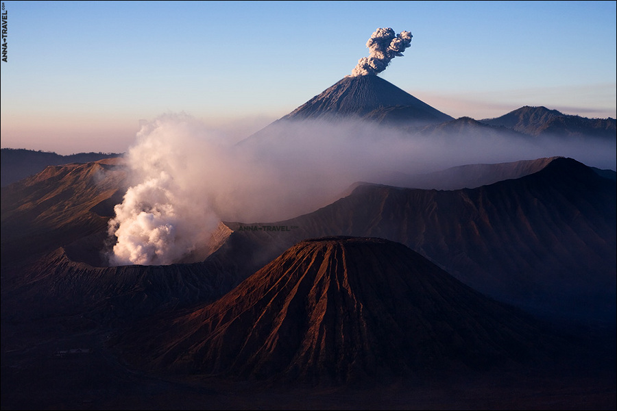 Indonesia | volcano, smoke, mountains