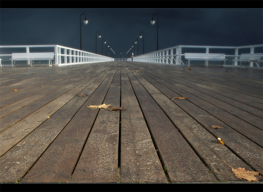 Dock | autumn, dock, leaves, lantern, evening