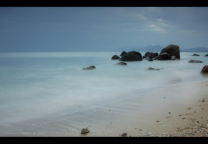 I have spread my dreams under your feet | sand, rocks, ocean, dreams, haze