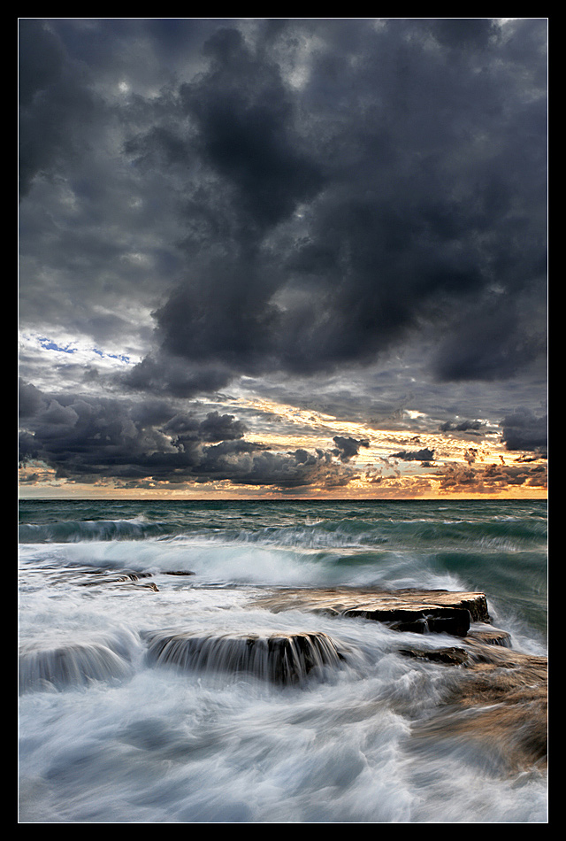 Charmed | texture, colourful, clouds, waves, sea