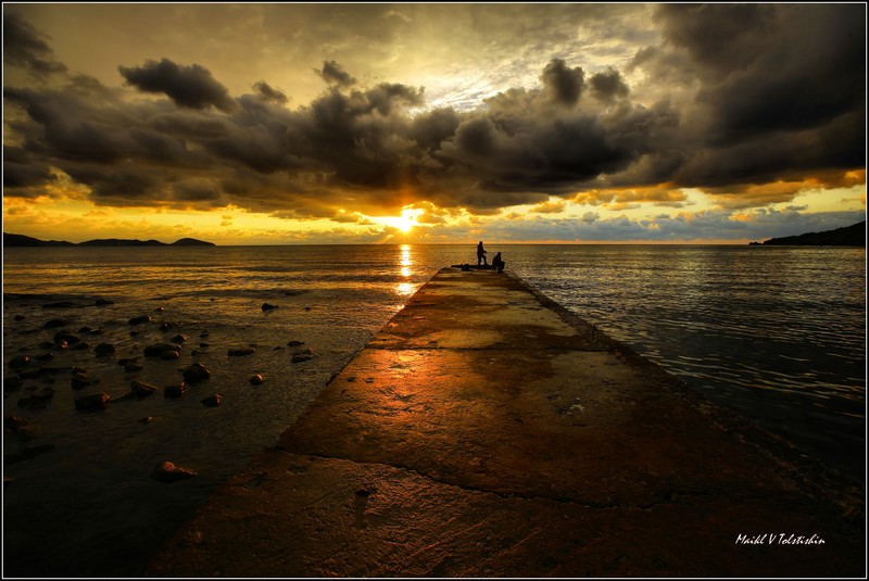 Golden mooring | fisherman, bright, mooring, colourful, sea