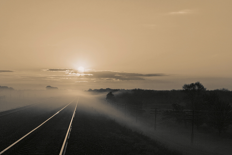 On the way | road, railway, haze