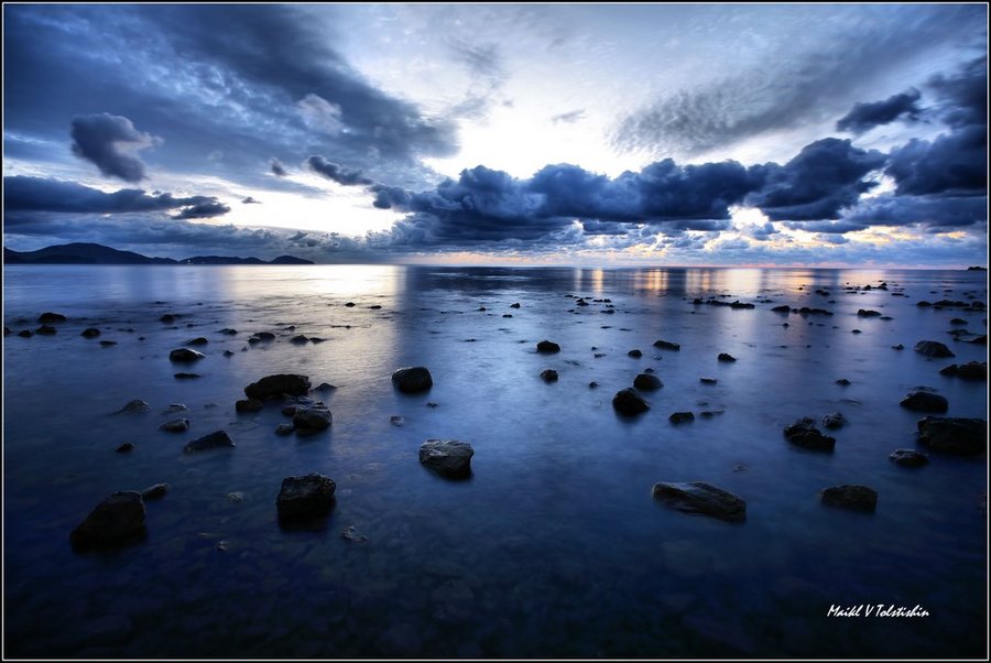 Koktebel morning | sky, sea, clouds, blue, skylline