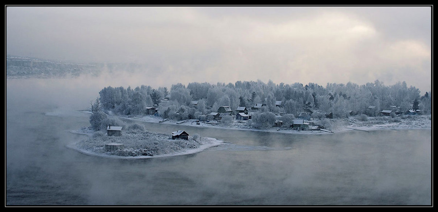 Islands on Angara | country, island, snow, haze