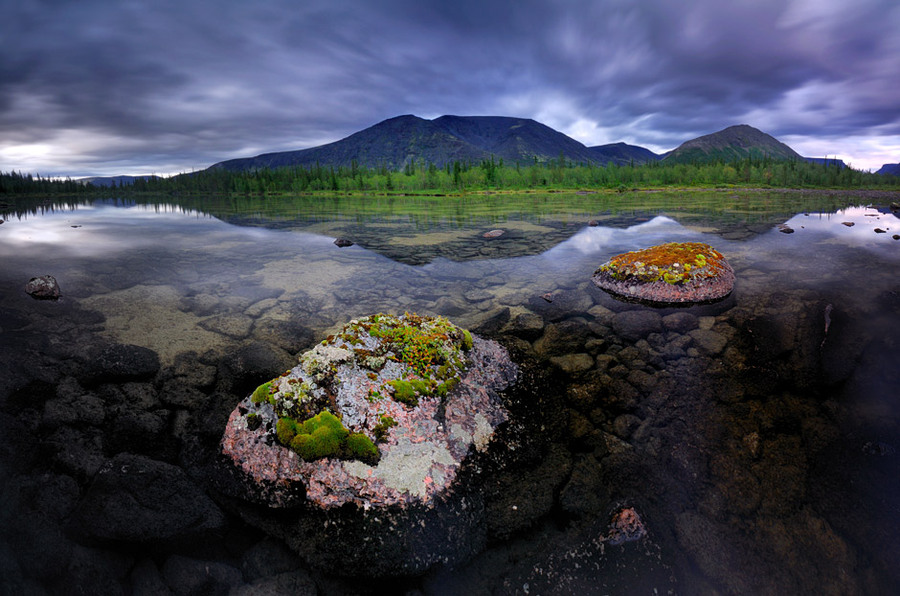 Kolsky | night, mountains, rocks, lake