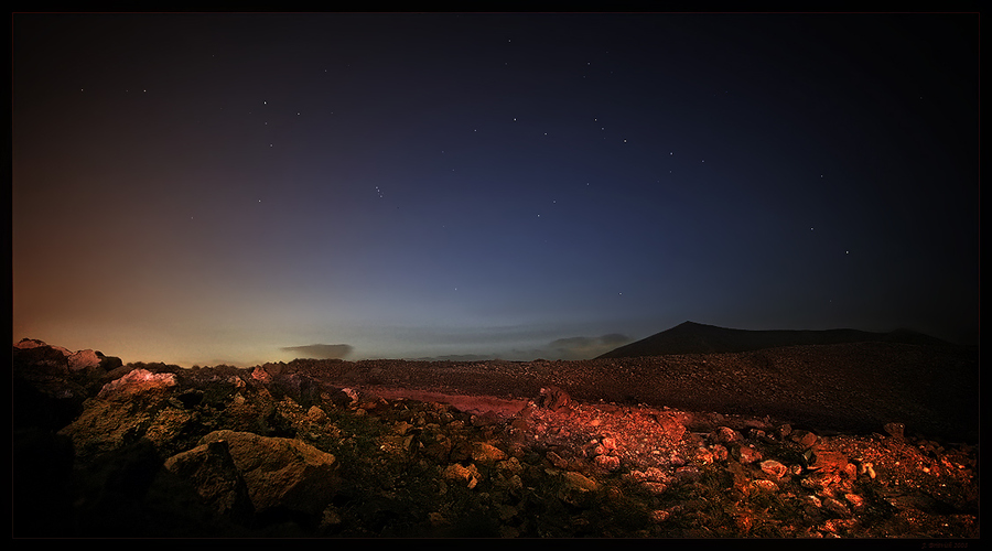 In the moonlight | stars, night, panorama, fog