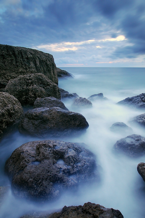 Rocks at the shore | foam, shore, sea, waves, rocks