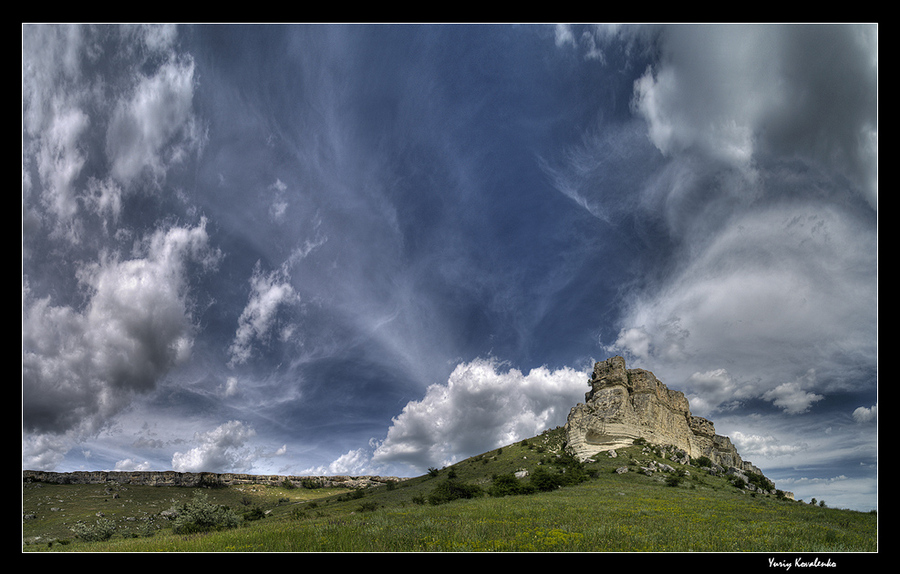white rock * 3 | clouds, mountains, sky, rock, Crimea