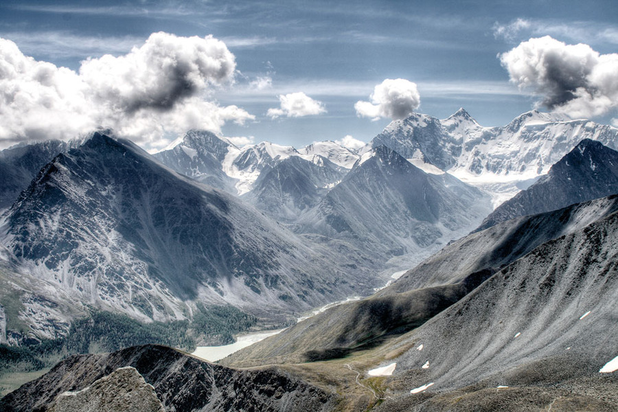 Uch-Sumer | snow, clouds, shadows, mountains