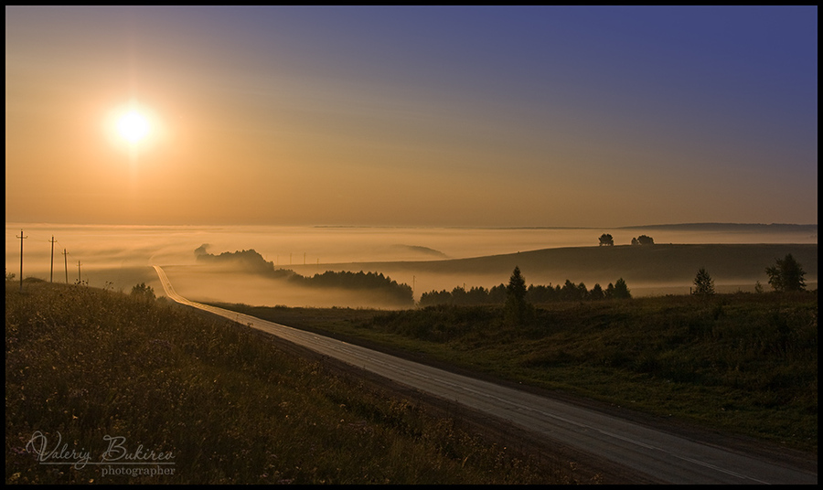 New dawn | sky, field, sun, mist, dawn