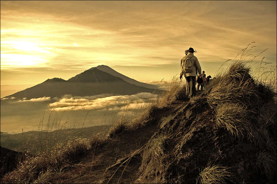 Long road ahead | mountains, people, pathway