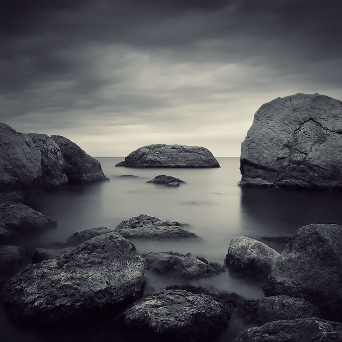 Sea and Stone | sea, rocks, mist, rendering