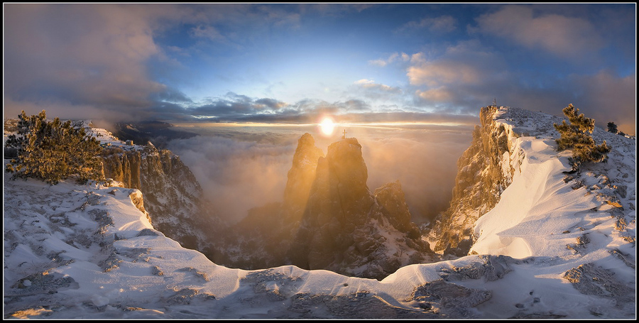 1st January  | mountains, sky, sun, snow, cliff
