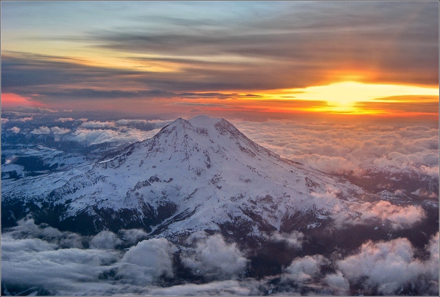 Only way to the top | above clouds, clouds, sun, mountains, sunrise
