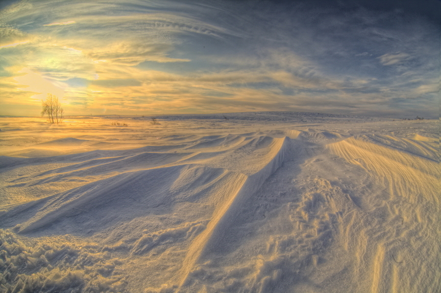 Snowy river | sky, clouds, snow, winter, pathway