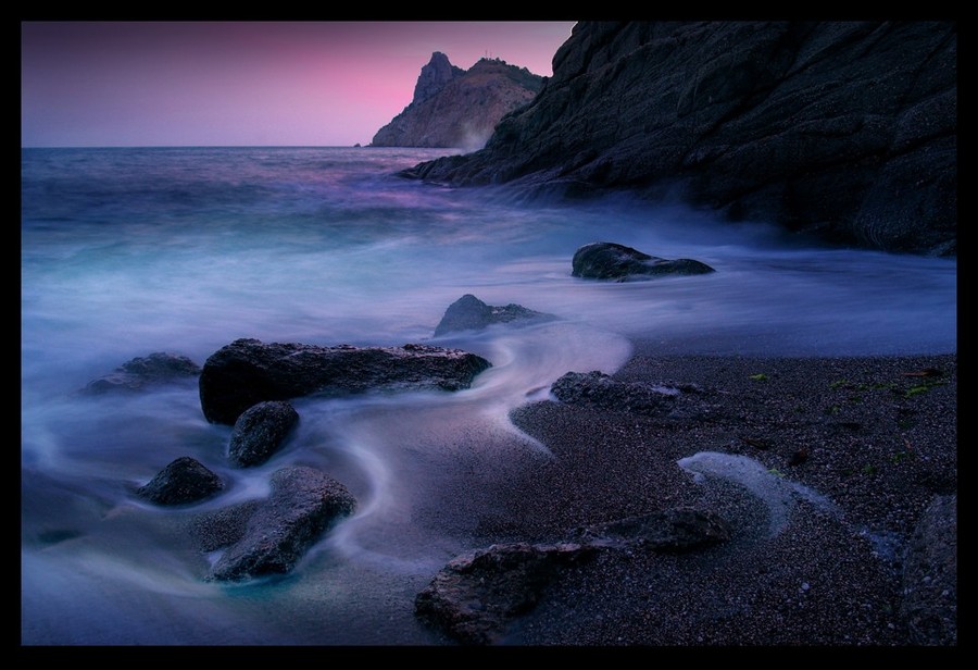 Evening swash | sea, rocks, shore, evening, waves