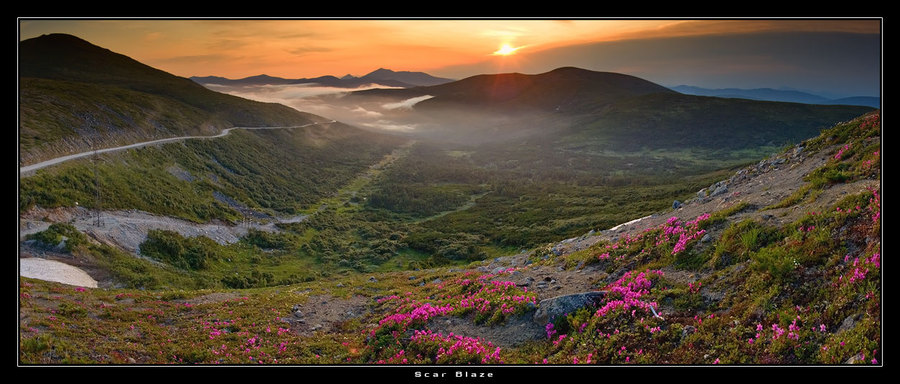 Mounds | mountains, dusk, panorama, fog