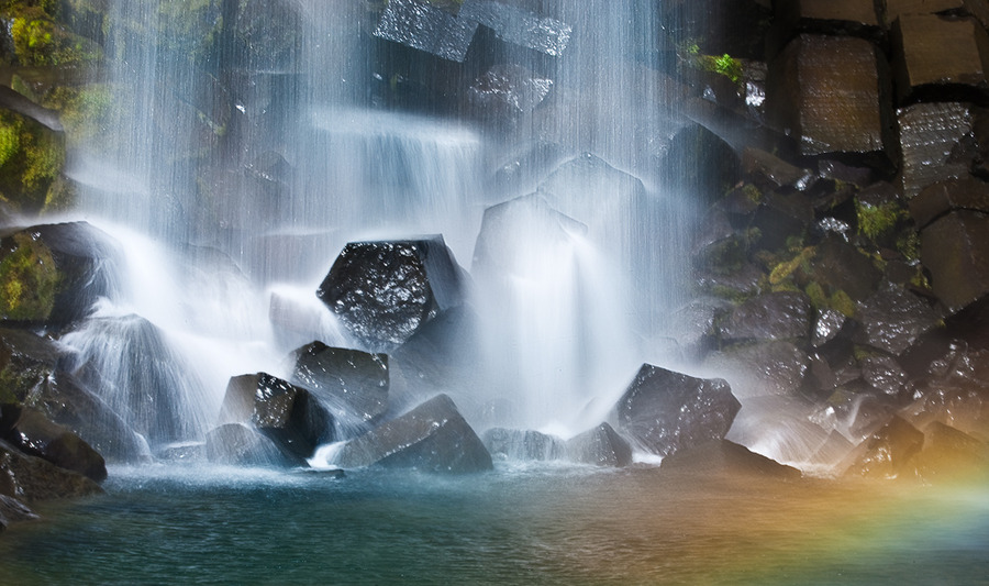 Svartifoss | waterfall, rocks, rainbow