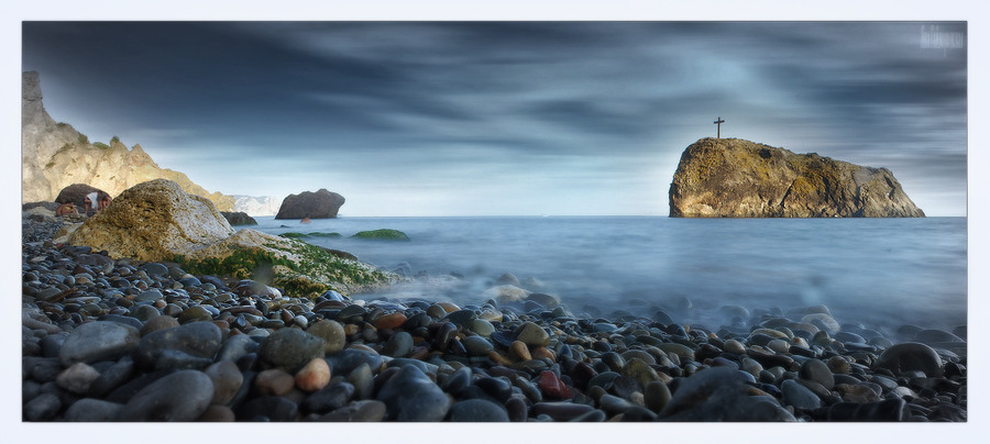 Jasper shore | stones, sea, island, panorama, surf