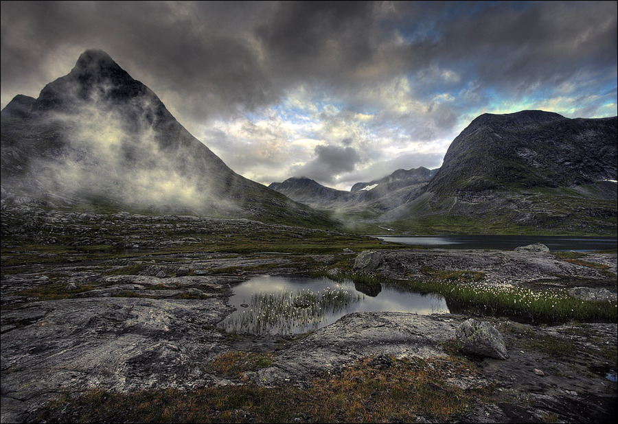 Gray clouds | mountains, haze, hdr