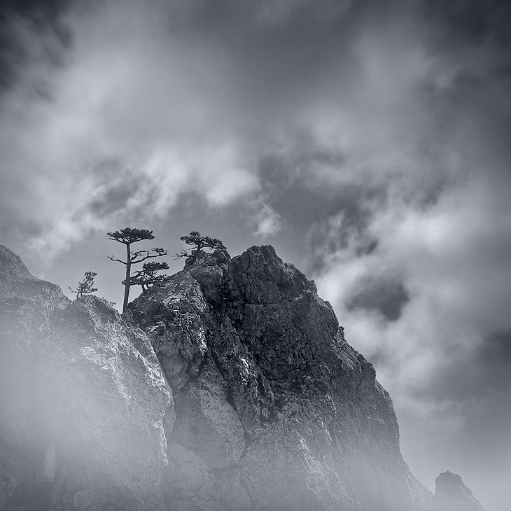 Above the clouds | mountains, duotone, clouds