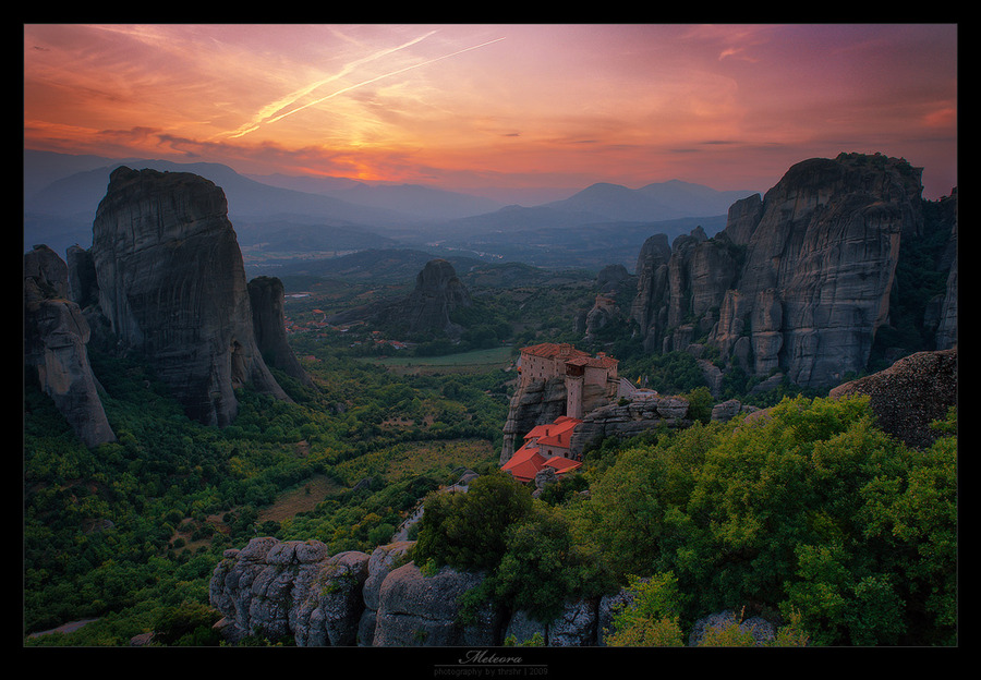 Hovering solely | mountains, valley, house, dusk, panorama