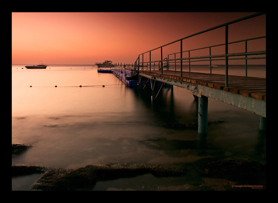 Sleeping Sun | dusk, ship, sea, dock