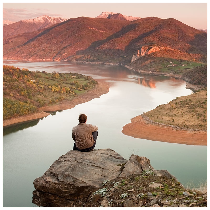 Winter mid Autumn | mountains, people, panorama, river, rock