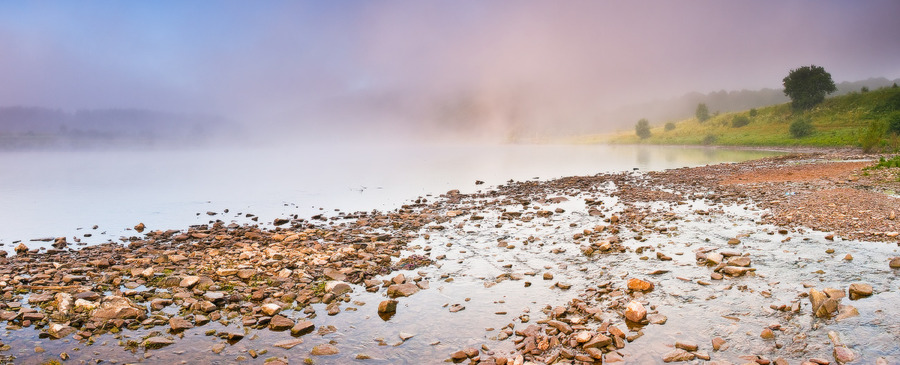 The river of the pink fogs | haze, stones, river