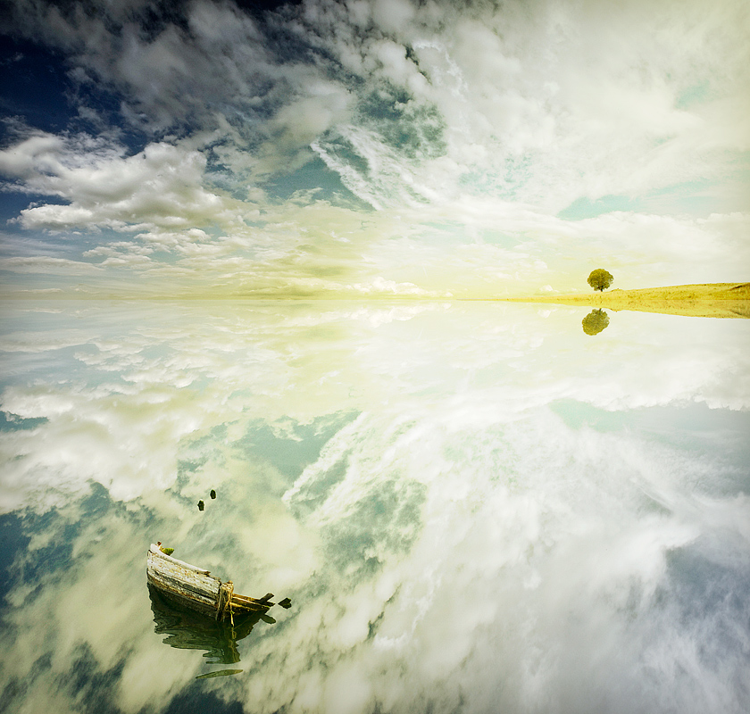 Inspired by "lovely bones" | tree, boat, clouds, lake, reflection