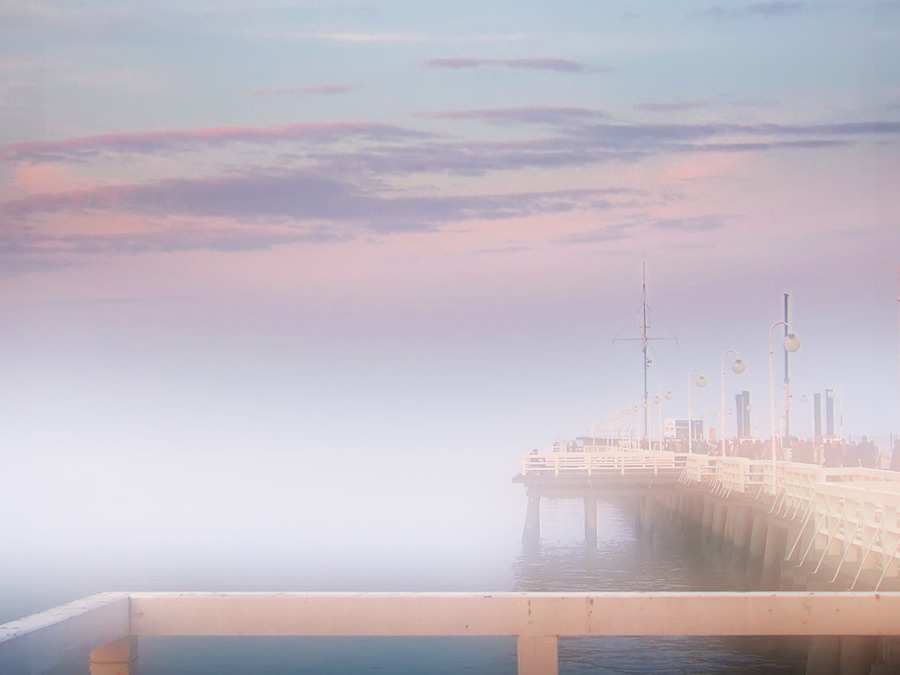 A foggy evening at the sea | fog, dock, sea