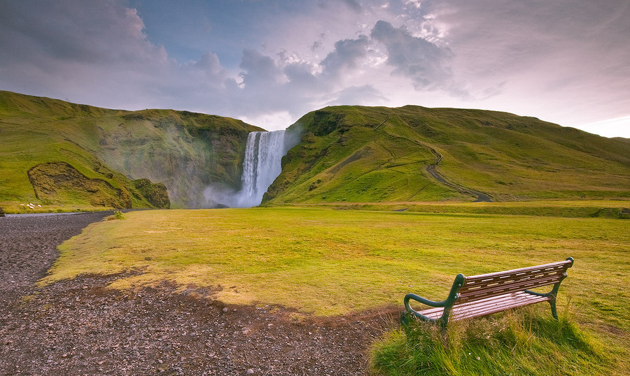 Iceland, still calm | waterfall, hills
