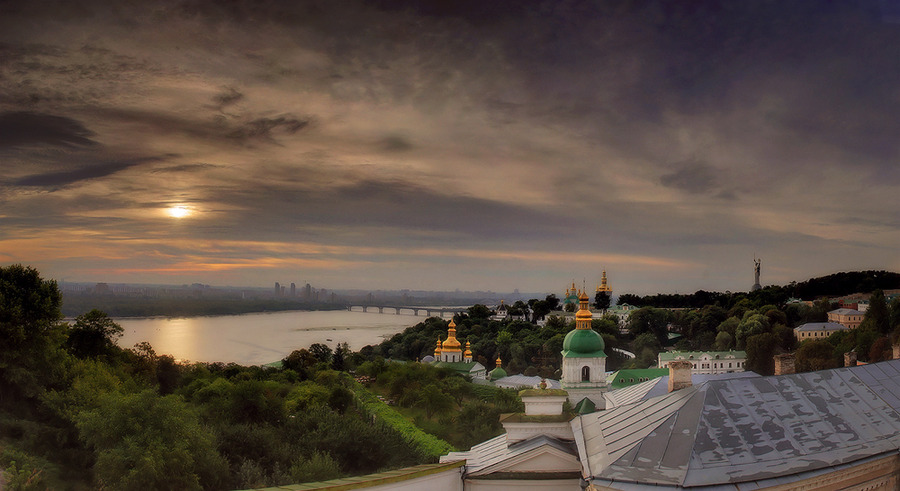 Lavra | bridge, panorama, river, cathedral