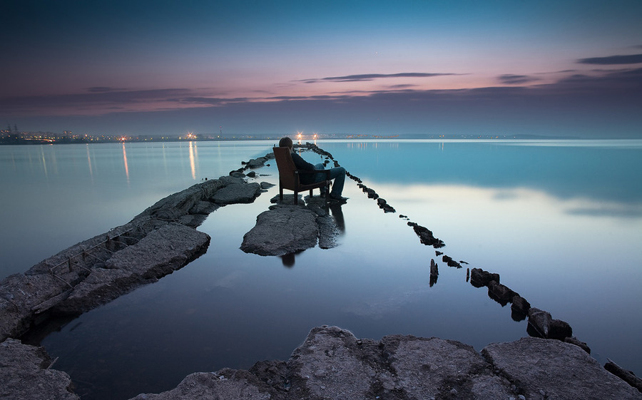 Meditation | sea, people, evening