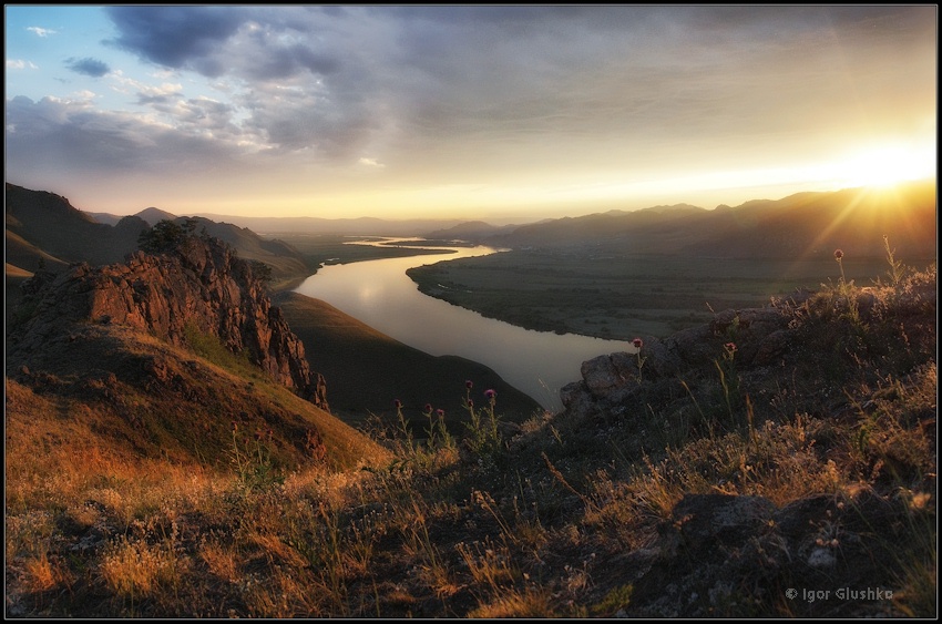 A June idyll | river, panorama, sunset, valley