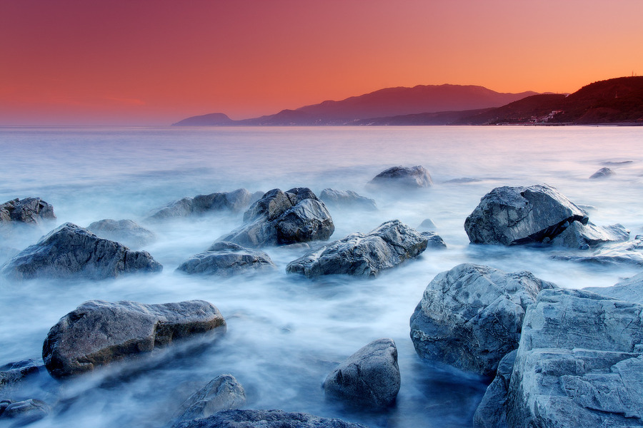 The rocks of Sotera | sea, rocks, dusk