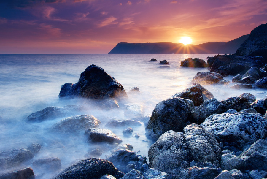 The rocks of Aiya | foam, sea, rocks, sunset