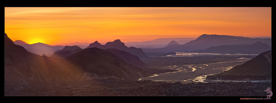 View at the Landmannalugar valley | sunset, valley, mountains, panorama