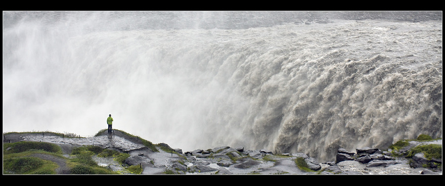 The might and power of the waterfall... | people, waterfall