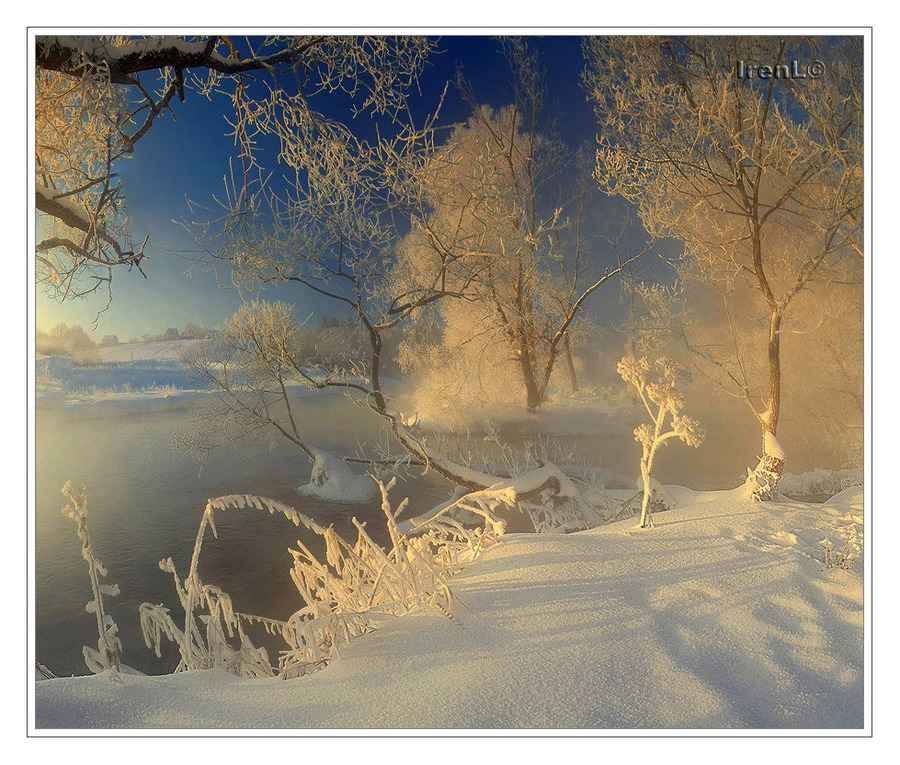 Winter's whims | winter, hoarfrost, river, snow