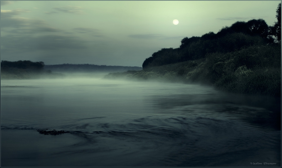 Mystical | night, river, fog