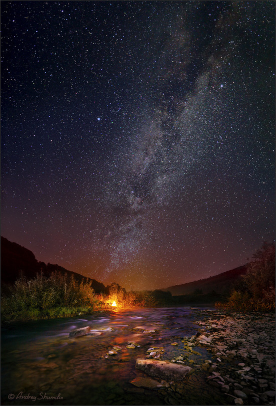 Under the stars | sky, night, river