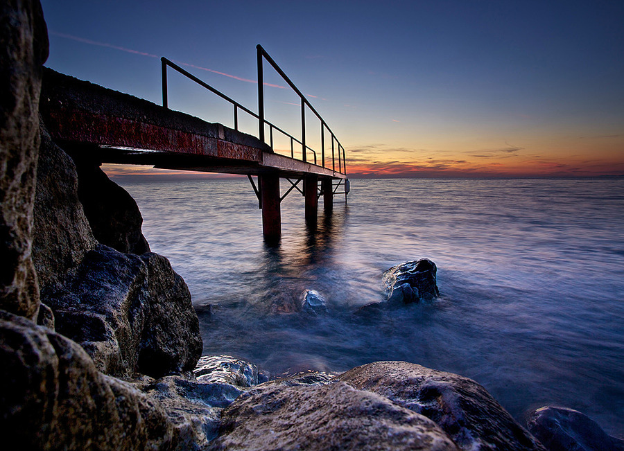 Through the sea to the sun | sea, wharf, rock